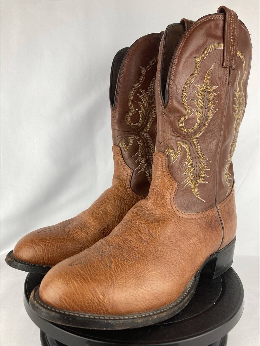 Men’s Size 9 EE (Wide) Vintage Tony Lama Cowboy Boots Brown Leather Western USA